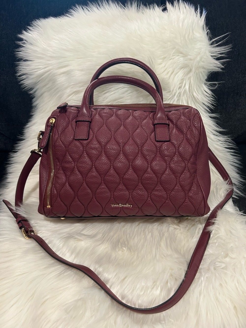 Vera Bradley Quilted Satchel in Deep Burgundy